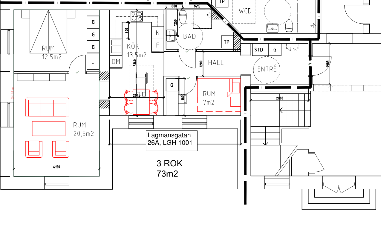 Lägenhet, 3 rooms, 73 sqm, Mjölby – Mjölby