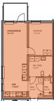 Lägenhet, 2 rooms, 55 sqm, Salem – bild 2