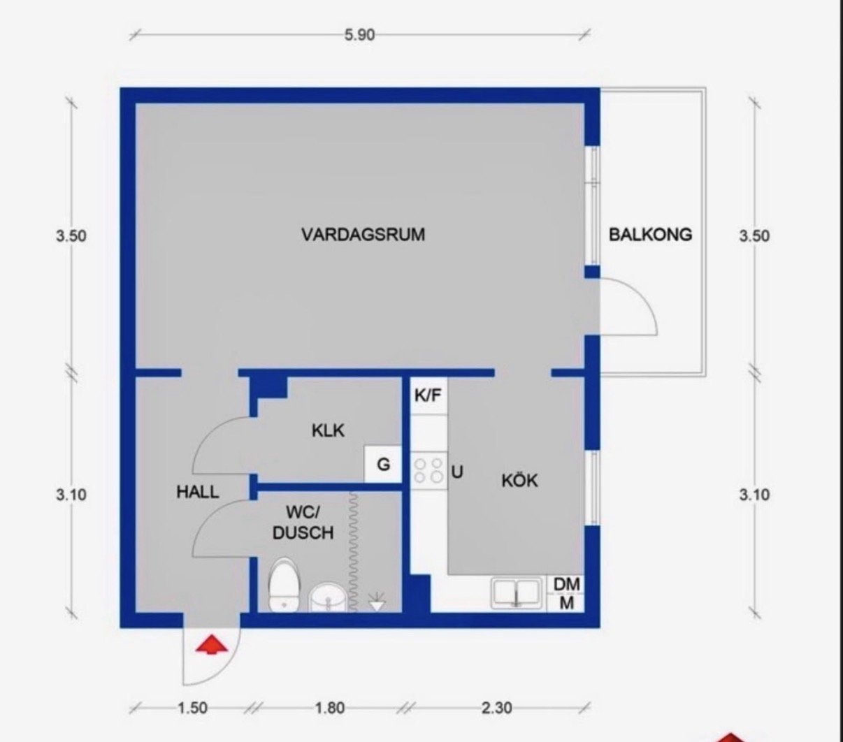 Lägenhet, 2 rooms, 39 sqm, Vänersborg