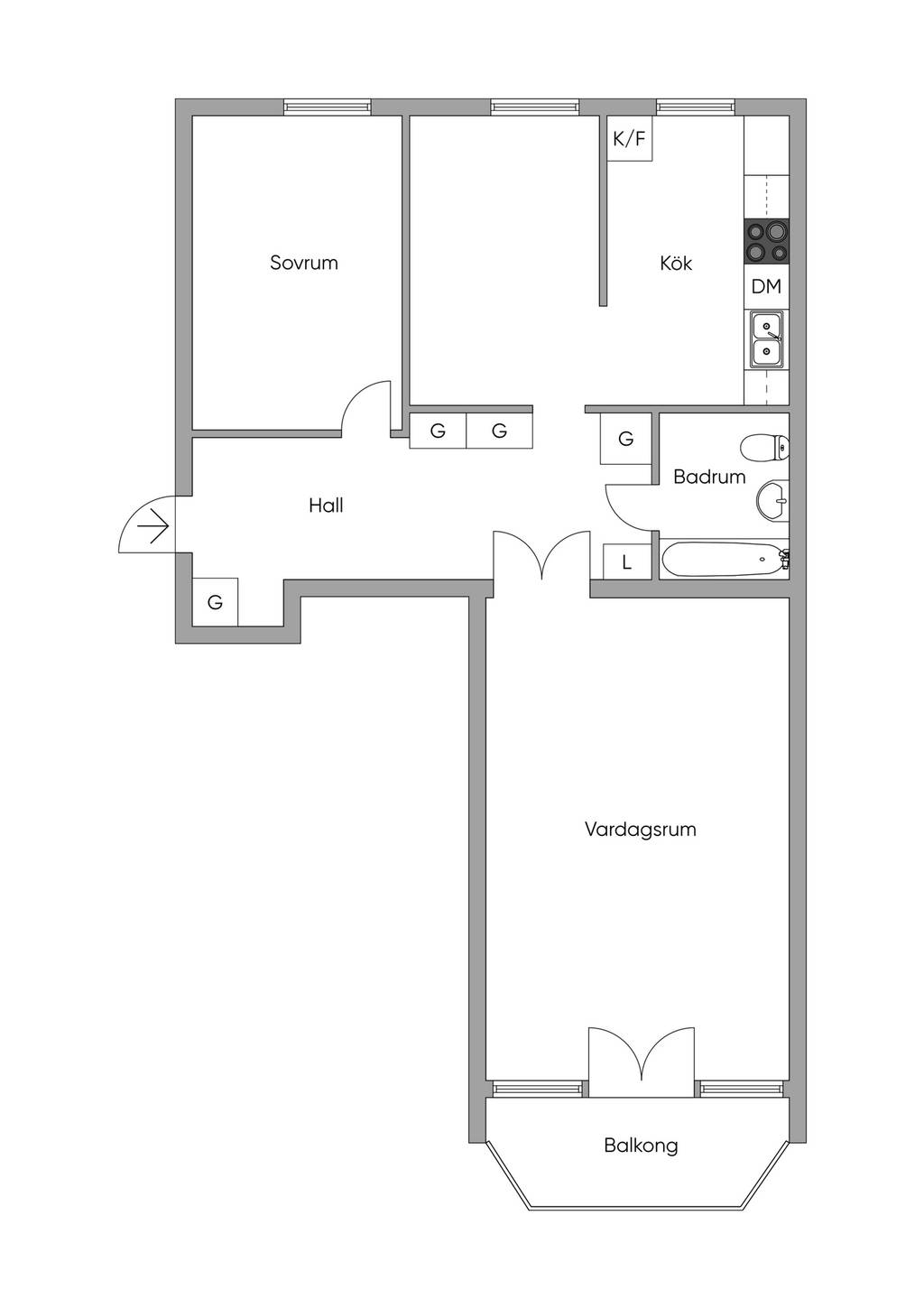 Lägenhet, 3 rooms, 66 sqm, Trångsund – bild 8