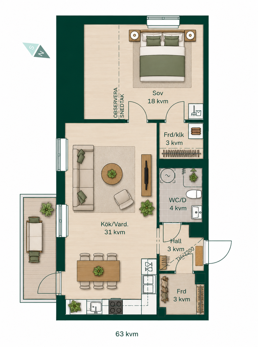 Lägenhet, 2 rooms, 63 sqm, Sigtuna – Sigtuna