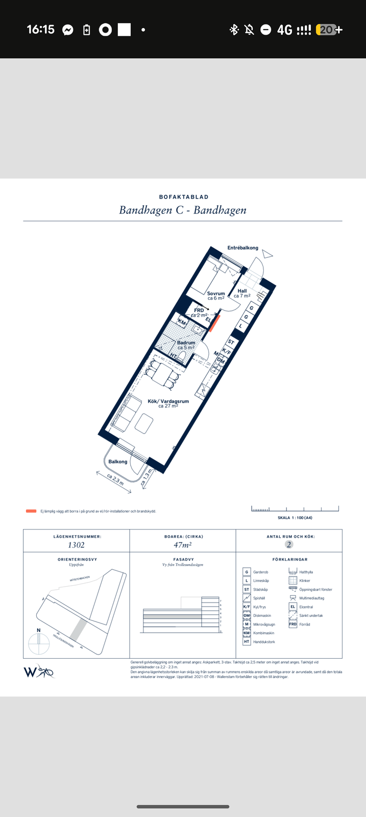 Lägenhet, 2 rooms, 462 sqm, Bandhagen