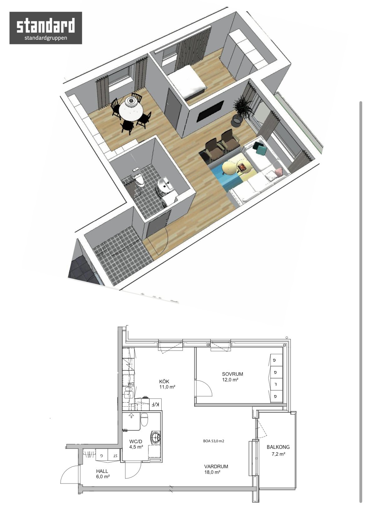 Lägenhet, 2 rooms, 53 sqm, Umeå
