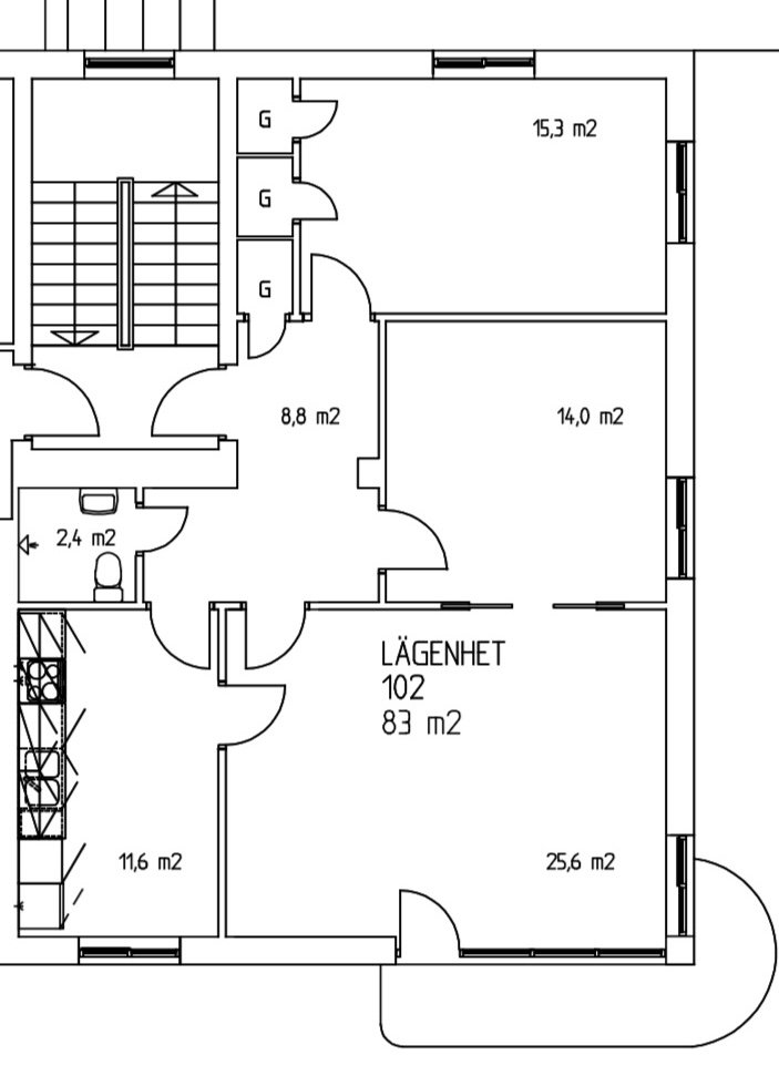 Lägenhet, 3 rooms, 83 sqm, Hästveda