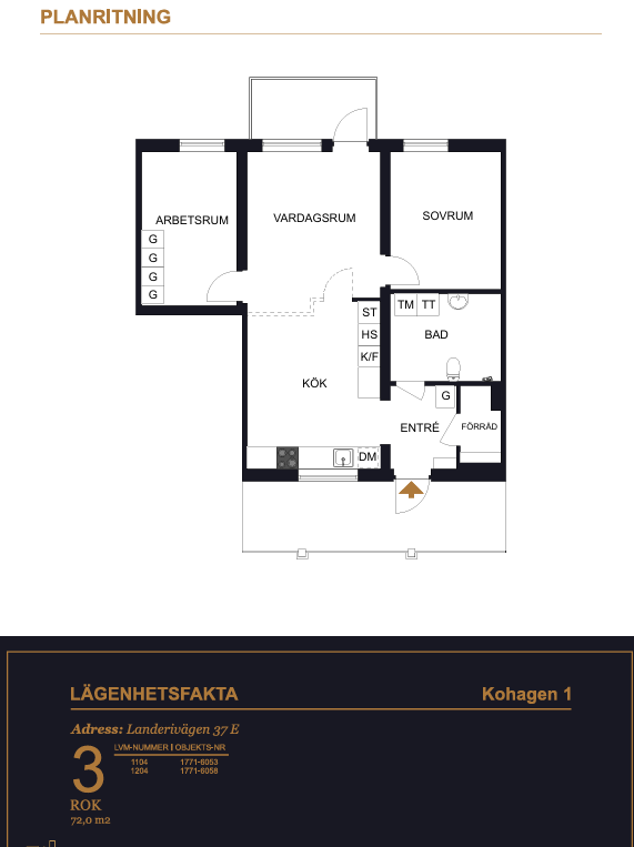 Lägenhet, 3 rooms, 72 sqm, Vänersborg – Vänersborg