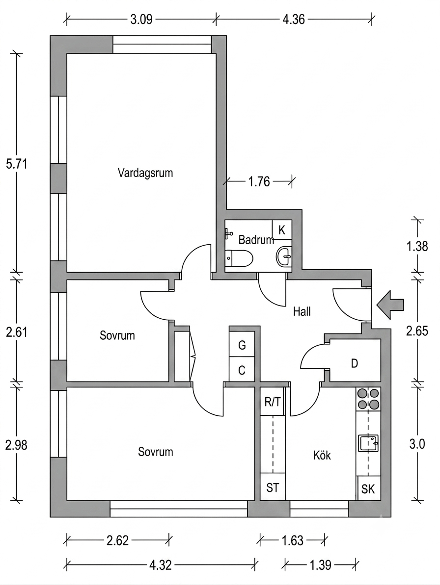 3 rok · 71 m² i Lund – Lund