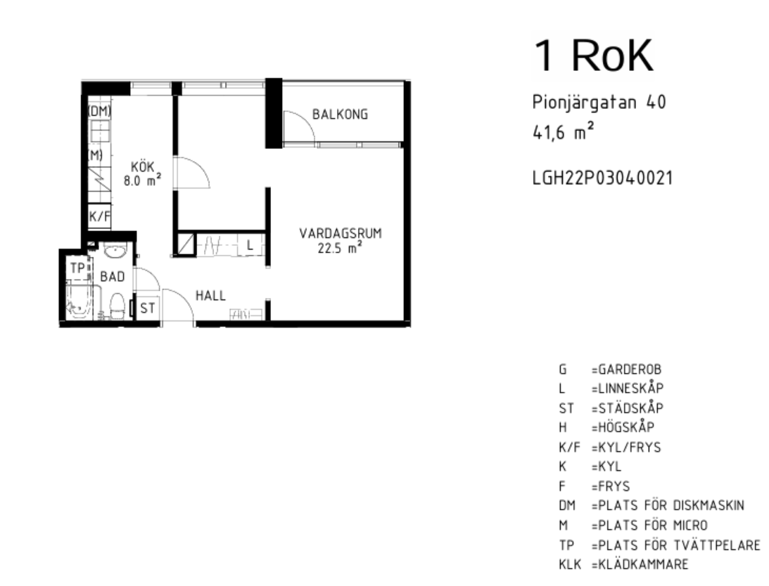 Lägenhet, 1 rooms, 42 sqm, Linköping