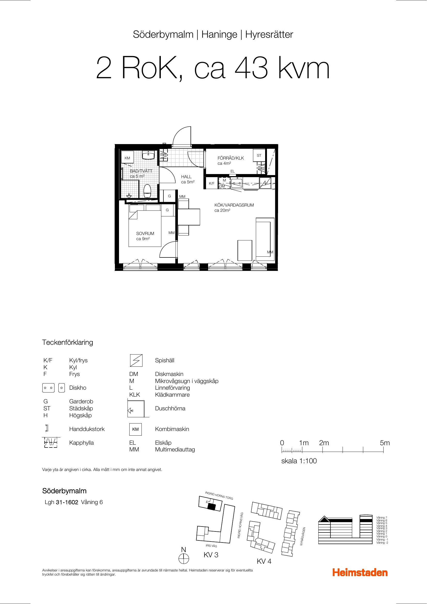 Lägenhet, 2 rooms, 42 sqm, Handen