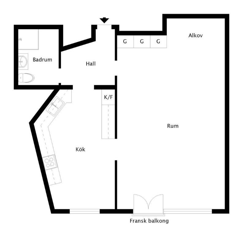 Lägenhet, 1 rooms, 40 sqm, Trångsund – Trångsund