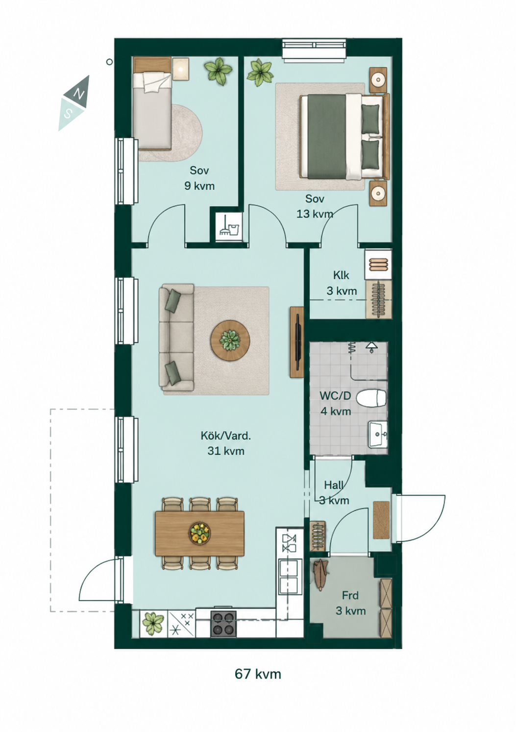 Lägenhet, 2 rooms, 67 sqm, Sigtuna – Sigtuna