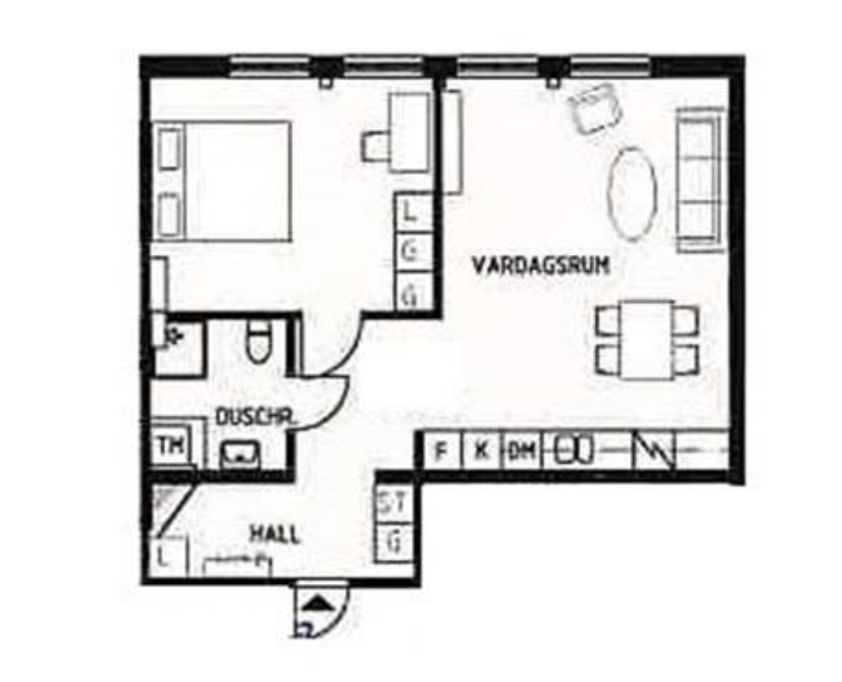 Lägenhet, 2 rooms, 55 sqm, Hjärtum – bild 2