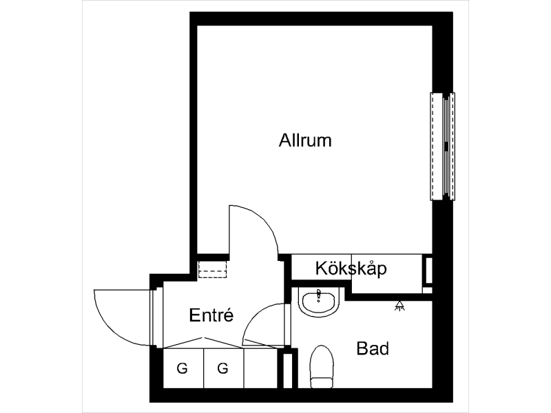 Lägenhet, 1 rooms, 21 sqm, Karlstad – Karlstad