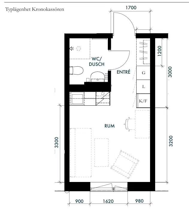 Lägenhet, 1 rooms, 21 sqm, Karlstad – Karlstad