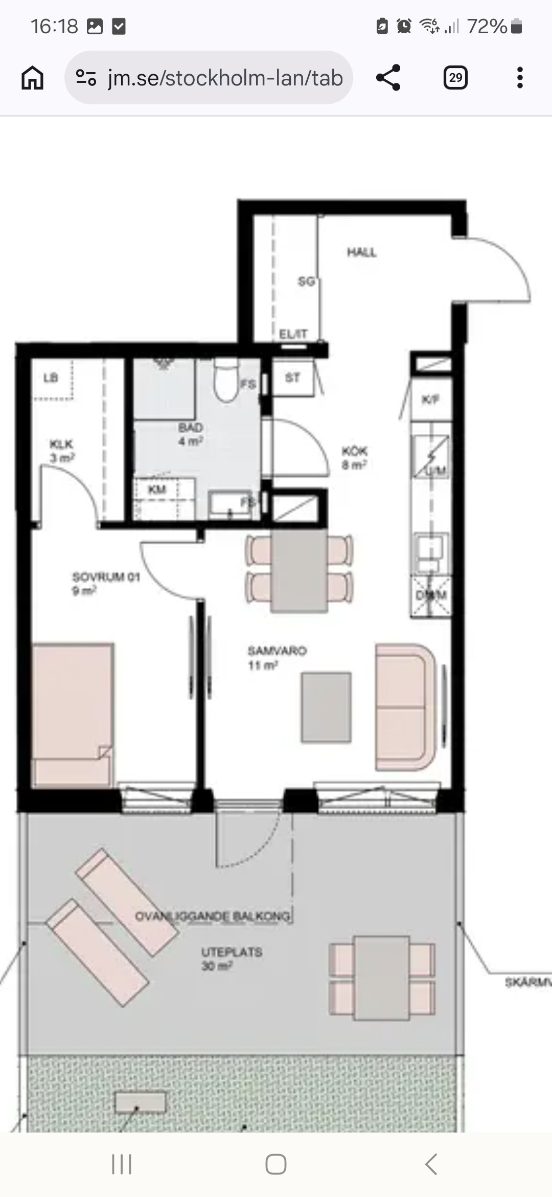 Lägenhet, 2 rooms, 43 sqm, Täby