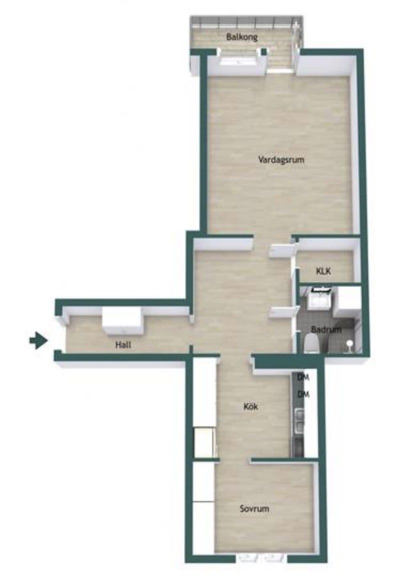 Lägenhet, 2 rooms, 50 sqm, Uppsala