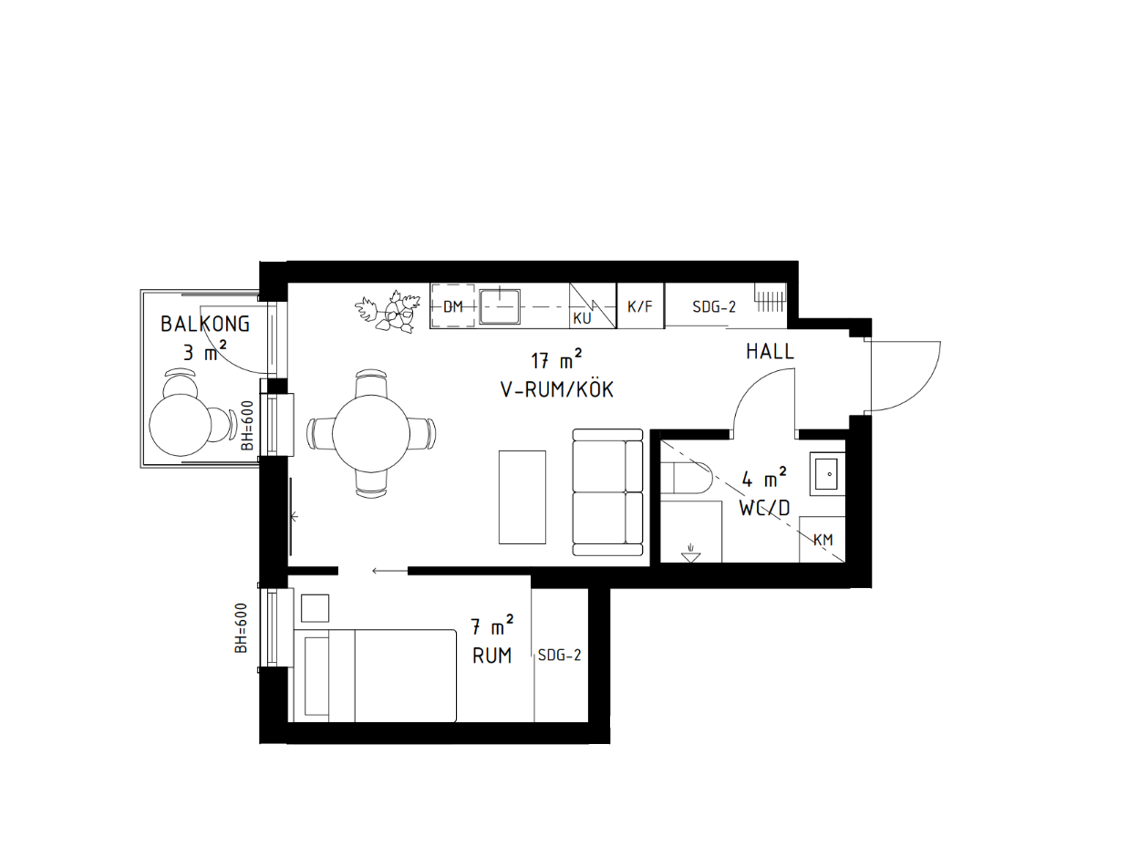 Lägenhet, 2 rooms, 34 sqm, Danderyd