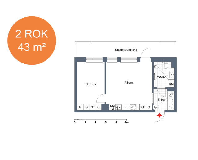 Lägenhet, 2 rooms, 43 sqm, Linköping – Linköping