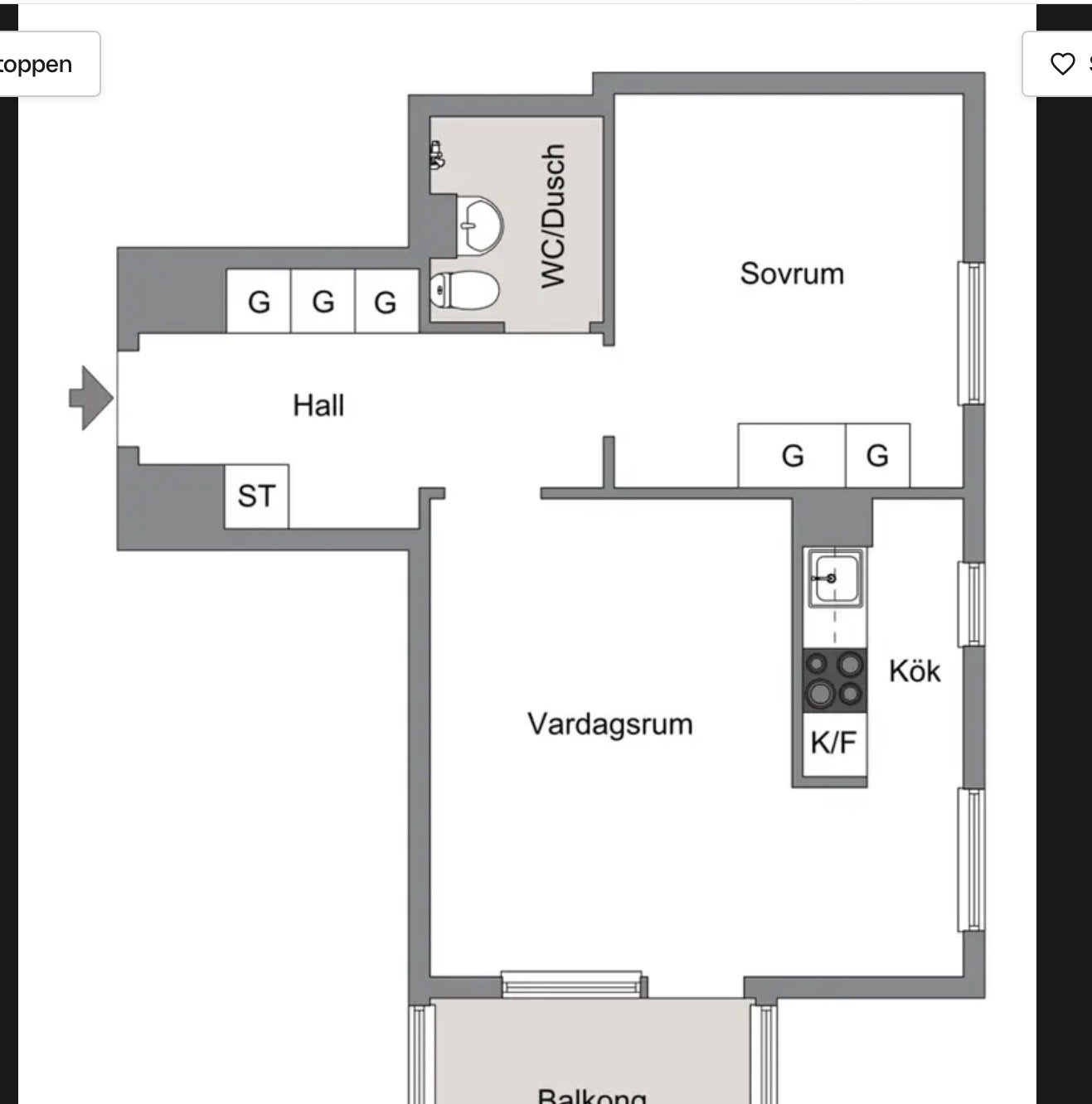 Lägenhet, 2 rooms, 44 sqm, Skoghall – Skoghall