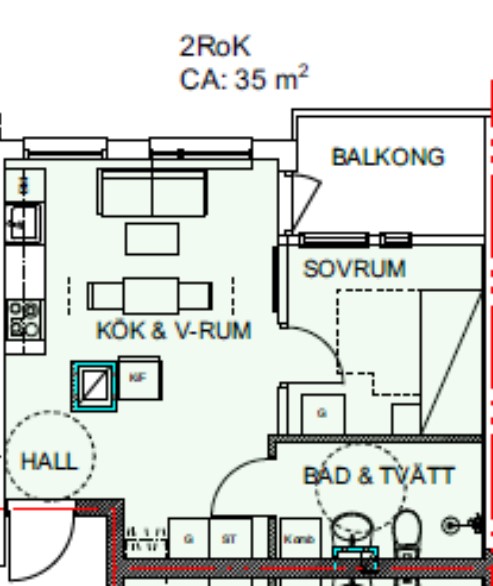 Lägenhet, 2 rooms, 35 sqm, Finspång – bild 3